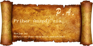 Priher Aszpázia névjegykártya